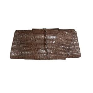 Vintage 1990s SoloWest brown crocodile wrap purse / clutch